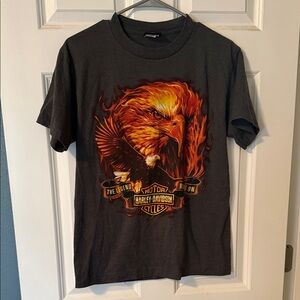 Harley-Davidson Charcoal Tee with Fiery Eagle Design
